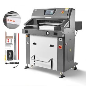   VEVOR elektromos papírvágó, fém hidraulikus papírvágó gép, 660 mm vágási szélesség, 100 mm vágási vastagság, nagy méretű elektromos guillotine vágó infravörös funkcióval és pótkéssel