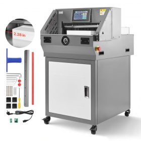   VEVOR elektromos papírvágó, programozható fém papírvágó gép, 457 mm vágási szélesség, 58 mm vágási vastagság, elektromos hidraulikus guillotine vágó infravörös funkcióval és pótkéssel