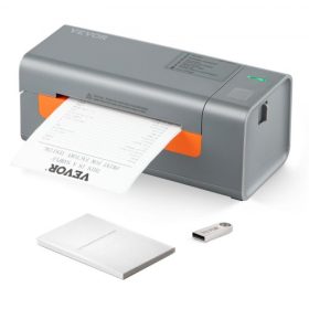   VEVOR hőcímkenyomtató, 203DPI 60db/perc 4x6 csomaghoz, USB csatlakozás és automatikus címkefelismerés, Windows/MacOS/Linux támogatás, Amazon, eBay, Etsy, UPS stb. kompatibilis, szürke