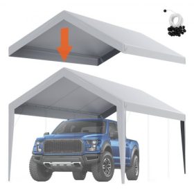   VEVOR autóbeálló cseretető tetőfedél 6100 x 3040 mm Garázsfelső sátor Ponyva Nagy teherbírású, vízálló és UV-védett, könnyen felszerelhető golyós bungeival, szürke (csak a felső burkolat, a keret nem tartozék)