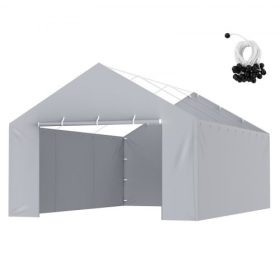   VEVOR autóbeálló csere ponyva oldalfalhoz 13 x 20 láb, garázs sátor ponyva, strapabíró, vízálló és UV-védelemmel, könnyen felszerelhető gömbgumikkal, szürke (tető és keret nem tartozék)
