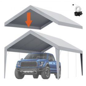   VEVOR autóbeálló pótponyva 3,6 x 6,1 m, garázstető sátor ponyva, strapabíró, vízálló és UV-védelemmel, könnyen felszerelhető gumikötelekkel, szürke (csak a felső ponyva, a keret nem tartozék)