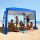 VEVOR Beach Cabana, 2,4 x 2,4 m-es strandponyva oldalfallal, UPF 50+ védelem, könnyen felállítható Cabana sátor homokzsebekkel, állítható magasságú, hordozható árnyékoló napernyő családtagoknak, kék