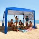VEVOR Beach Cabana, 2,4 x 2,4 m-es strandponyva oldalfallal, UPF 50+ védelem, könnyen felállítható Cabana sátor homokzsebekkel, állítható magasságú, hordozható árnyékoló napernyő családtagoknak, kék