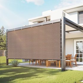   VEVOR 90%-os napellenző szövet, 10 x 12 lábas pergola árnyékoló takaró rozsdamentes acél szegélyekkel, napellenző ponyva betekintést nyújtó háló 140 GSM HDPE anyagból, kültéri, teraszra, kertbe és hátsó udvarba (barna)