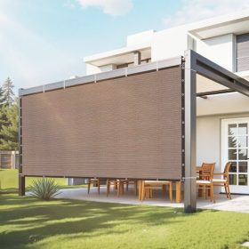  VEVOR 90%-os napellenző szövet, 8 x 12 lábas pergola árnyékoló takaró rozsdamentes acél szegélyekkel, napellenző ponyva betekintést nyújtó képernyő 140 GSM HDPE anyagból, kültéri, teraszos, kerti és hátsó udvari használatra (barna