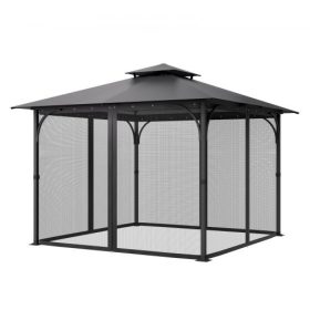   VEVOR pavilonháló-csere, a legtöbb 10 x 10 x 6,7 láb méretű pavilonfüggönyhöz illik, kültéri kerti háló, 4 paneles oldalfali háló, teraszszőnyeg-háló dupla cipzárral, ponyvavédő (csak háló)