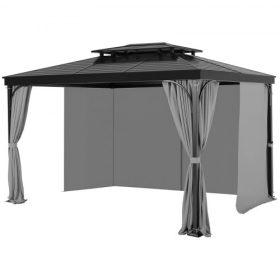   VEVOR kültéri pavilonfüggönyök, a legtöbb 10' x 10' x 6,7'-es pavilonhoz illeszkednek, 4 paneles oldalfalú pavilonfüggönyök cipzárral, 6,7' magas kültéri függönycsere terasz előtetőhöz, csak függöny, szürke