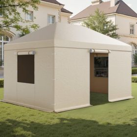   VEVOR téli pavilontakaró 3,08 x 4,39 m-es keménytetős pavilonokhoz, minden időjárási körülményre alkalmas pavilontakaró oldalfalakkal és ablakokkal, nagy sűrűségű PE anyagból, zárt tárolófedél, pavilonok nem tartozékok