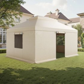   VEVOR téli pavilontakaró 3,66 x 4,87 m-es keménytetős pavilonokhoz, minden időjárási körülményre alkalmas, kétszintes pavilontakaró oldalfalakkal és ablakokkal, nagy sűrűségű PE zárt tárolófedél, pavilonok nem tartozékok