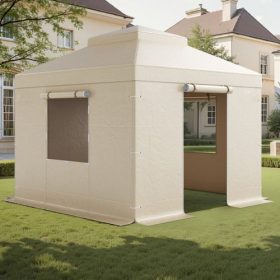   VEVOR téli pavilontakaró 3,05 x 3,05 m-es keménytetős pavilonokhoz, minden időjárási körülményre alkalmas, kétszintes pavilontakaró oldalfalakkal és ablakokkal, nagy sűrűségű PE zárt tárolófedél, pavilonok nem tartozékok