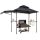 VEVOR Grillező Pavilon, 2,43 x 1,5 m Kétszintes Tetejű, BBQ Pavilon Extra Napellenzővel, Porszórt Acél Terasz Grillező 2 Oldalsó Polccal, Sörnyitóval és Akasztókkal, Kültéri Grillező Ponyva Kertbe