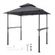 VEVOR Grillező Pavilon, 2,43 x 1,5 m Megerősített Kültéri BBQ Pavilon kétszintes tetővel, Porszórt Acél Terasz Grillező 2 Oldalsó Polccal és 8 Akasztóval, Grillező Ponyva Teraszra, Hátsó Kertbe