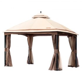   VEVOR terasz pavilon 10-12 személyes, 10 x 13 láb (3 x 4,3 m) hátsó udvari pavilon, szúnyoghálóval, fém vázzal és PU bevonatú 180 g poliészterből, kültéri ponyva teraszra, hátsó udvarba, gyepre, kertbe, fedélzetre