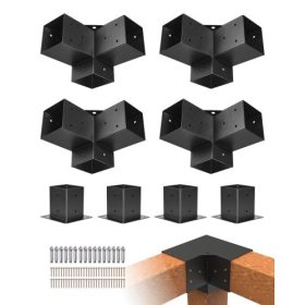   VEVOR pergola konzolkészlet 4''x4'', belső méret 3,6 x 3,6 8db 3 irányú, nagy teherbírású sarokkonzol Faipari barkácsoszloptalp, Könnyen telepíthető fagerendák pavilonokhoz, teraszos pergolákhoz, faház kültéri pergola hardverei