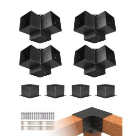  VEVOR Pergola konzolkészlet, 6x6 hüvelyk (belső méret 142 x 142 mm), 4 db 3-utas, nagy teherbírású sarokkonzol, famegmunkálású barkács oszlopkészlet, könnyen telepíthető fa gerendák pavilonokhoz, terasz pergolákhoz, rönkházhoz