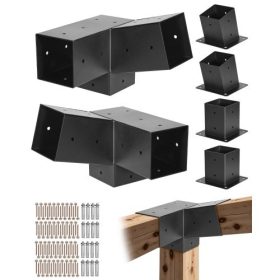   VEVOR Pergola készlet, 4x4 hüvelykes, 3 irányban ferde konzolok 92 x 92 mm-es fa gerendákhoz valós méretben, 2 darabos pergola konzol 2 oszloptalppal és 2 fali talppal, kültéri pergolákhoz, pavilonokhoz, fészerekhez