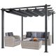 VEVOR 10'x10' kültéri behúzható pergola előtetővel, alumínium pergola behúzható előtetővel, modern pergola napellenzővel teraszokra, kertekbe, fedélzetekre, hátsó udvarokba (szürke)