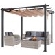 VEVOR 10'x10' kültéri kihúzható pergola ponyvatetővel, alumínium pergola kihúzható ponyvatetővel, modern pergola napellenzővel teraszokra, kertekbe, fedélzetekre, hátsó udvarokba (bézs)
