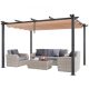 VEVOR 10'x13' kültéri kihúzható pergola ponyvatetővel, alumínium pergola kihúzható ponyvatetővel, modern pergola napellenzővel teraszokra, kertekbe, fedélzetekre, hátsó udvarokba (bézs)
