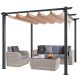 VEVOR 10'x10' kültéri kihúzható pergola ponyvatetővel, alumínium pergola kihúzható ponyvatetővel, modern pergola napellenzővel teraszokra, kertekbe, fedélzetekre, hátsó udvarokba (bézs)