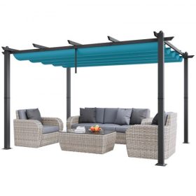   VEVOR 10'x13' kültéri kihúzható pergola ponyvatetővel, alumínium pergola kihúzható ponyvatetővel, modern pergola napellenzővel teraszokra, kertekbe, fedélzetekre, hátsó udvarokba (Bule)