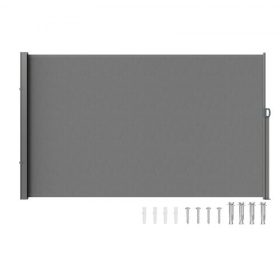   VEVOR behúzható oldalsó napellenző, 79''x 118'' kültéri adatvédelmi képernyő, 180g poliészter vízálló behúzható teraszvédő, UV 30+ szobaelválasztó szélvédő teraszra, hátsó udvarra, erkélyre, szürke