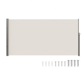   VEVOR behúzható oldalsó napellenző, 71''x 138'' kültéri betekintést gátló szúnyogháló, 180 g poliészter vízálló behúzható teraszháló, UV 30+ szobaelválasztó szélvédő teraszra, hátsó udvarra, erkélyre, bézs