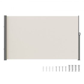   VEVOR behúzható oldalsó napellenző, 79''x 118'' kültéri betekintést gátló szúnyogháló, 180 g poliészter vízálló behúzható teraszháló, UV 30+ szobaelválasztó szélvédő teraszra, hátsó udvarra, erkélyre, bézs