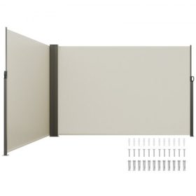   VEVOR behúzható oldalsó napellenző, 79''x 236'' kültéri betekintést gátló szúnyogháló, 180 g poliészter vízálló behúzható teraszvédő szúnyogháló, UV 30+ szobaelválasztó szélvédő teraszra, hátsó udvarra, erkélyre, bézs
