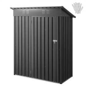   VEVOR 1533 x 876 x 1815 mm fém kerti fészer, tárolóépület zárható ajtóval és 2 szellőzőnyílással, ferde tetővel, fém kültéri tárolófészer, szerszámfészerek, kültéri tárolók hátsó udvarba, kertbe, teraszra
