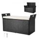 VEVOR kültéri tárolópad, 2 személyes PE rattan tárolópad, 340 literes teraszdoboz párnával és oldalsó fogantyúkkal, akár 362 kg-os teherbírással, időjárásálló kültéri ülőhelyek és veranda dekoráció teraszra, kertbe, erkélyre