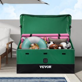  VEVOR kültéri tárolódoboz, 100 gallonos vízálló PE ponyva fedélzeti doboz horganyzott kerettel, minden időjárási körülmény között védelemmel és hordozható, kempingezéshez, kertbe, medence mellé és udvarra, barna és kék