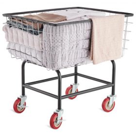   VEVOR drótkosár, 2,8 bushel drótkosár kerekekkel, 26,7''x21,7''x26,4'' kereskedelmi drótkosár kocsi, acélváz krómozott bevonattal, 4"-os görgők, drótkosár kocsi mosáshoz