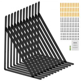   VEVOR polckonzol, 18 x 12 hüvelykes, 12 db, nagy teherbírású, úszó polckonzolok, polckonzolok, 3 mm vastag matt fekete háromszög alakú polckonzol, acél polckonzolok 160 font teherbírással