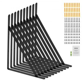   VEVOR polckonzol, 12 x 8 hüvelykes, 10 db, nagy teherbírású, úszó polckonzolok, polckonzolok, 3 mm vastag matt fekete háromszög alakú polckonzol, acél polckonzolok 160 font teherbírással