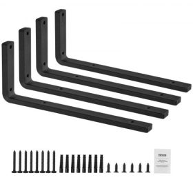  VEVOR polckonzol, 16 x 6 hüvelykes, 4 db, nagy teherbírású, úszó polckonzolok, polckonzolok, 10 mm vastag matt fekete L polckonzol, acél polckonzolok 160 font teherbírással