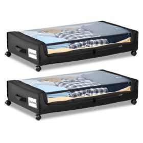  VEVOR ágy alatti tároló kerekekkel, 770 x 470 x 173 mm, ágy alatti tárolók átlátszó fedéllel, ágy alatti cipőrendező, guruló ágy alatti tárolórekeszek ruhákhoz, cipőkhöz, takarókhoz, hálószobához, 2 darabos csomag