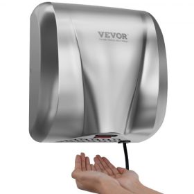   VEVOR nagy teljesítményű kereskedelmi kézszárító, 1800 W-os automatikus, nagy sebességű, rozsdamentes acélból készült meleg szélű kézi fúvó, 220–240 V-os dugaszolható/bekötött, két tápellátási lehetőséggel, ipari és üzleti mosdókn