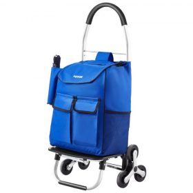   VEVOR lépcsőmászó kocsi Dolly, 36L összecsukható bevásárlókocsi, élelmiszerbolt kocsi mosoda lépcsőmászó kézikocsi 6 kerekekkel és Oxford szövettáskával, összecsukható kocsi bevásárláshoz élelmiszerbolt mosoda mászás