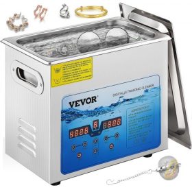   VEVOR ultrahangos tisztító, 36KHz~40KHz állítható frekvencia, 6L 220V, ultrahangos tisztítógép digitális időzítővel és fűtőberendezéssel, laboratóriumi szonikus tisztító ékszerekhez, órákhoz, szemüvegekhez, érmékhoz, FCC/CE/RoHS m