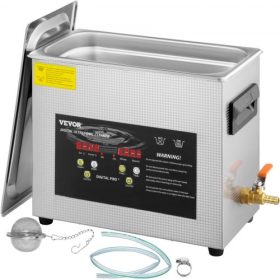   VEVOR 6L továbbfejlesztett ultrahangos tisztító (400 W-os fűtőberendezés, 180 W-os ultrahangos) Professzionális digitális laboratóriumi ultrahangos alkatrésztisztító fűtőidőzítővel ékszerek, szemüvegek, műszerek tisztításához