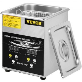   VEVOR 2L továbbfejlesztett ultrahangos tisztító (100 W-os fűtőberendezés, 60 W-os ultrahangos) Professzionális digitális laboratóriumi ultrahangos alkatrésztisztító fűtőidőzítővel ékszer- és szemüvegalkatrész-tisztításhoz