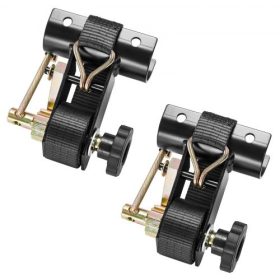   VEVOR létratartó racsnis hevederek, 47,6-50,8 mm fekete kerek csőre szerelhető, 38 mm széles x 2,25 m hosszú, fekete létratartó hevederek dupla J-kampókkal, 226,8 kg teherbírás, nagy teherbírású, teherhordó csattal zárható heveder