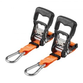   VEVOR Racsnis hevederek, 38,1 mm x 1,8 m, Nagy teherbírású rögzítőhevederek karabinerekkel, 1100 kg szakítószilárdság, Hordtáska, Rögzítőracsnis mozgáshoz, utánfutókhoz, motorkerékpárokhoz, kajakokhoz, autótetőhöz, 2 darabos csoma