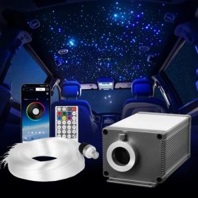   VEVOR Starlight mennyezetkárpit készlet, 550 db 0,03 hüvelyk 9,8 láb, 16 W-os csillogó száloptikás csillagos mennyezeti lámpa autóba, Bluetooth alkalmazás, távirányító, hangvezérlés, RGBW fénymotor, otthoni hálószoba dekorációhoz