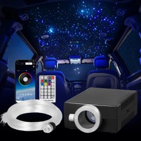   VEVOR Starlight mennyezetkárpit készlet, 150 db 0,03 hüvelykes, 6,5 láb hosszú, 16 W-os száloptikás csillagos mennyezeti lámpa autóba, Bluetooth alkalmazás, távirányító, hangaktivált, RGBW fénymotor, otthoni hálószoba dekorációhoz