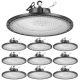 VEVOR 10 darabos LED-es magas öböllámpák, 5000K 200W 30000LM szuperfényes UFO LED raktári üzletvilágítás, IP65 vízálló, 100-277V széles feszültség raktárhoz, műhelyhez, gyári edzőterembe, garázsba, fekete
