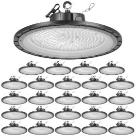   VEVOR 20 db-os LED-es nagy öböllámpák, 5000K 150W 21000LM szuperfényes UFO LED raktári üzletvilágítás, IP65 vízálló, 100-277V széles feszültség raktárba, műhelybe, gyárba, edzőterembe, garázsba, fekete