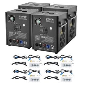   VEVOR hideggyújtó gép, 4 db-os 500 W-os tűzijátékvezérlő, 2,5-3,9 m állítható magasság, fejlett DMX rendszerrel, LED kijelzővel, hordozható fogantyúval, alumíniumötvözet színpadi DJ-hez, esküvői rendezvényekhez, partikhoz